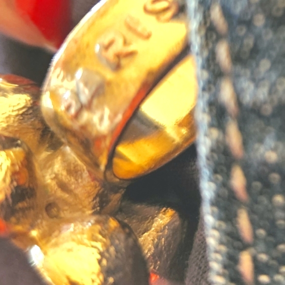 CHANEL y2k HTF Camelia Gold Gaudy Huge Chunky Rhinestone Flower Cocktail Ring 6 - Picture 10 of 15